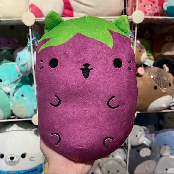 Cats vs Pickles CVP Eggplant Jumbo 8” Bean Stuffed Plush - Picture 1 of 3